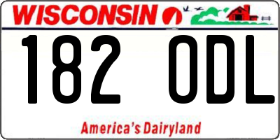 WI license plate 182ODL