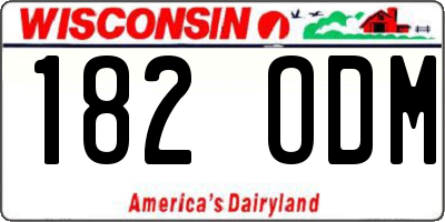 WI license plate 182ODM