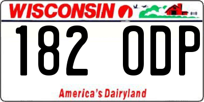 WI license plate 182ODP