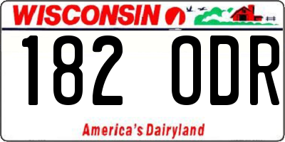 WI license plate 182ODR