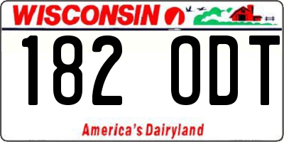 WI license plate 182ODT