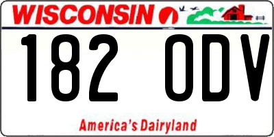WI license plate 182ODV