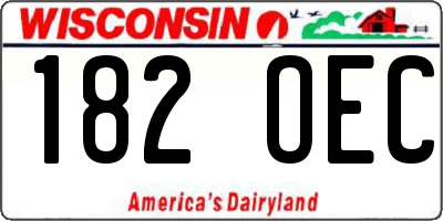 WI license plate 182OEC