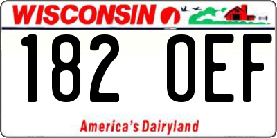 WI license plate 182OEF