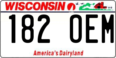 WI license plate 182OEM