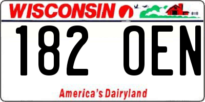 WI license plate 182OEN
