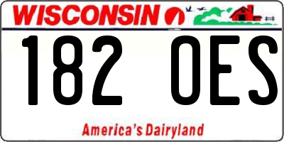 WI license plate 182OES