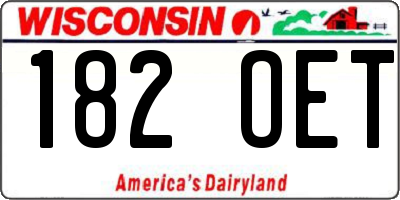 WI license plate 182OET
