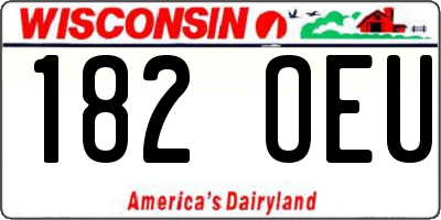 WI license plate 182OEU
