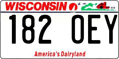 WI license plate 182OEY