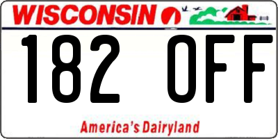 WI license plate 182OFF