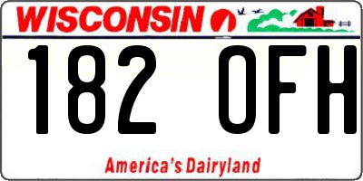 WI license plate 182OFH