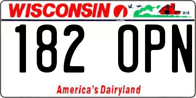 WI license plate 182OPN