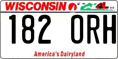 WI license plate 182ORH