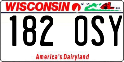WI license plate 182OSY