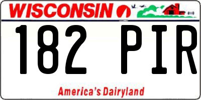 WI license plate 182PIR