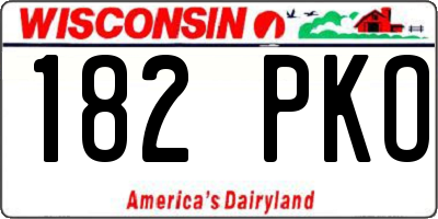 WI license plate 182PKO