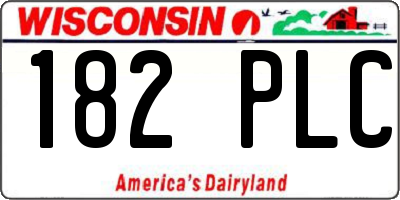 WI license plate 182PLC