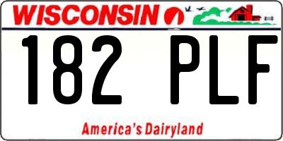 WI license plate 182PLF