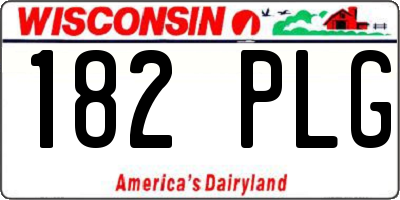 WI license plate 182PLG