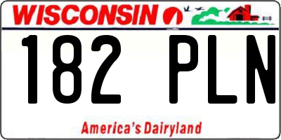 WI license plate 182PLN