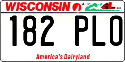 WI license plate 182PLO