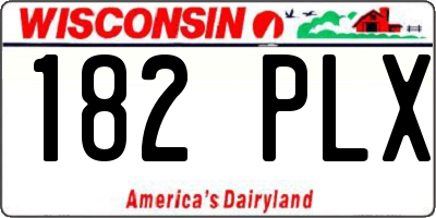 WI license plate 182PLX