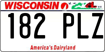 WI license plate 182PLZ