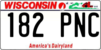 WI license plate 182PNC