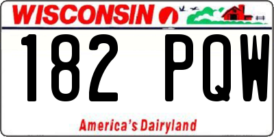 WI license plate 182PQW