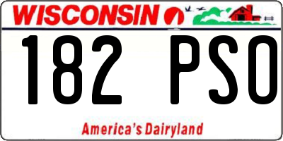 WI license plate 182PSO