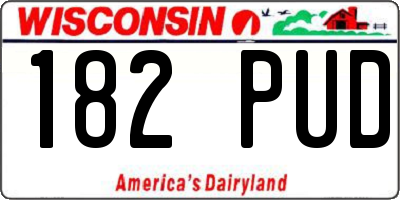 WI license plate 182PUD
