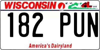 WI license plate 182PUN
