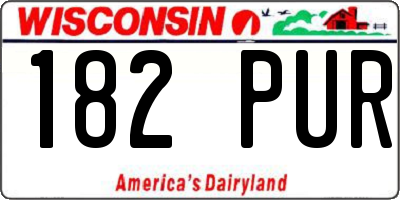 WI license plate 182PUR