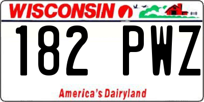 WI license plate 182PWZ