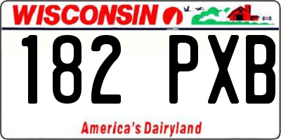 WI license plate 182PXB