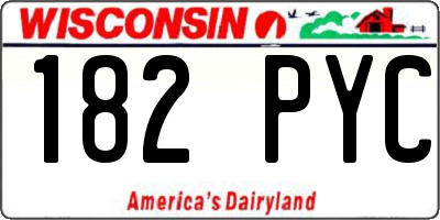 WI license plate 182PYC