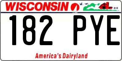 WI license plate 182PYE