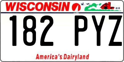 WI license plate 182PYZ