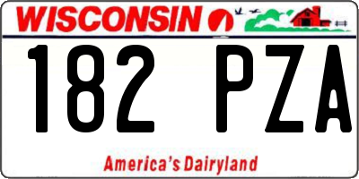 WI license plate 182PZA