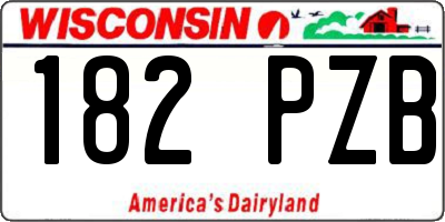 WI license plate 182PZB