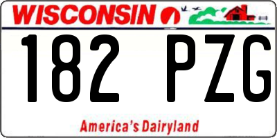 WI license plate 182PZG