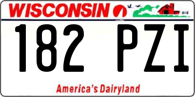 WI license plate 182PZI