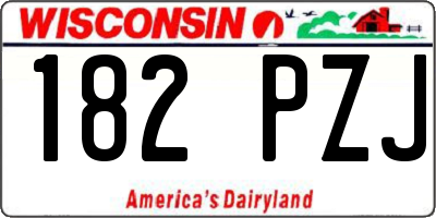 WI license plate 182PZJ