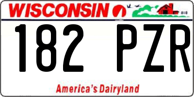 WI license plate 182PZR
