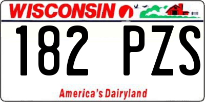 WI license plate 182PZS