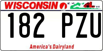 WI license plate 182PZU