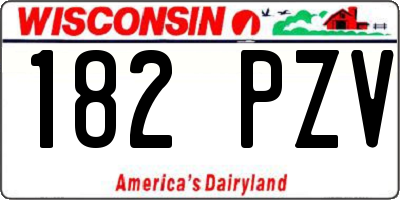 WI license plate 182PZV