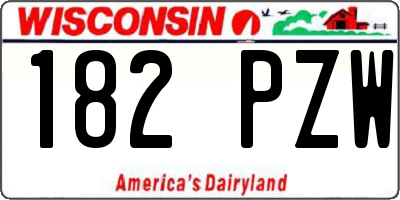 WI license plate 182PZW