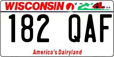 WI license plate 182QAF